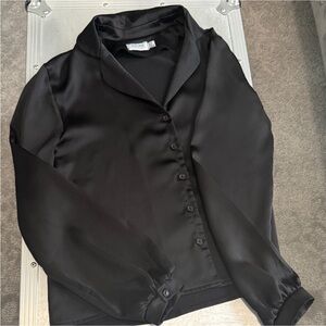 Flounce Black Satin Women's Jacket